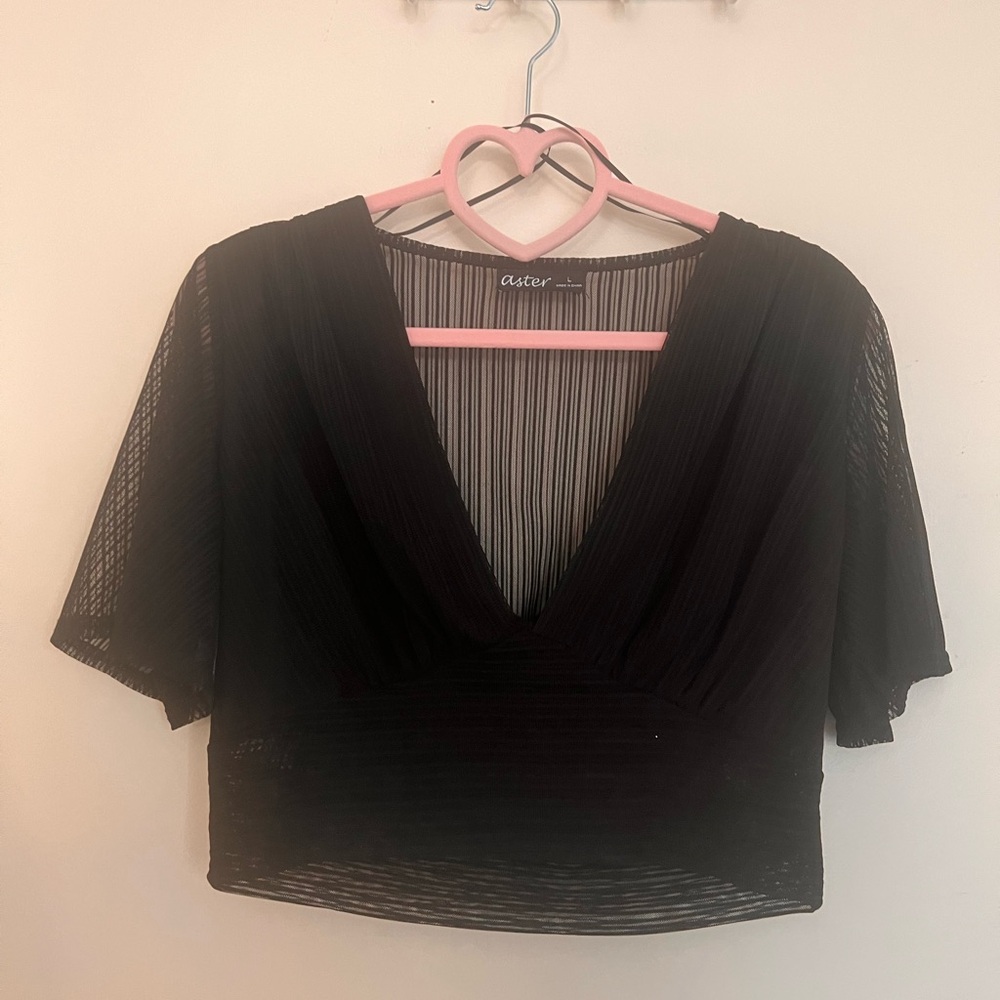 Women's Black Sheer Top